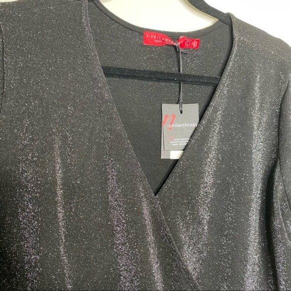 NWT n:Philanthropy Fire Sparkle Long-Sleeve Romper in Black - Picture 6 of 15